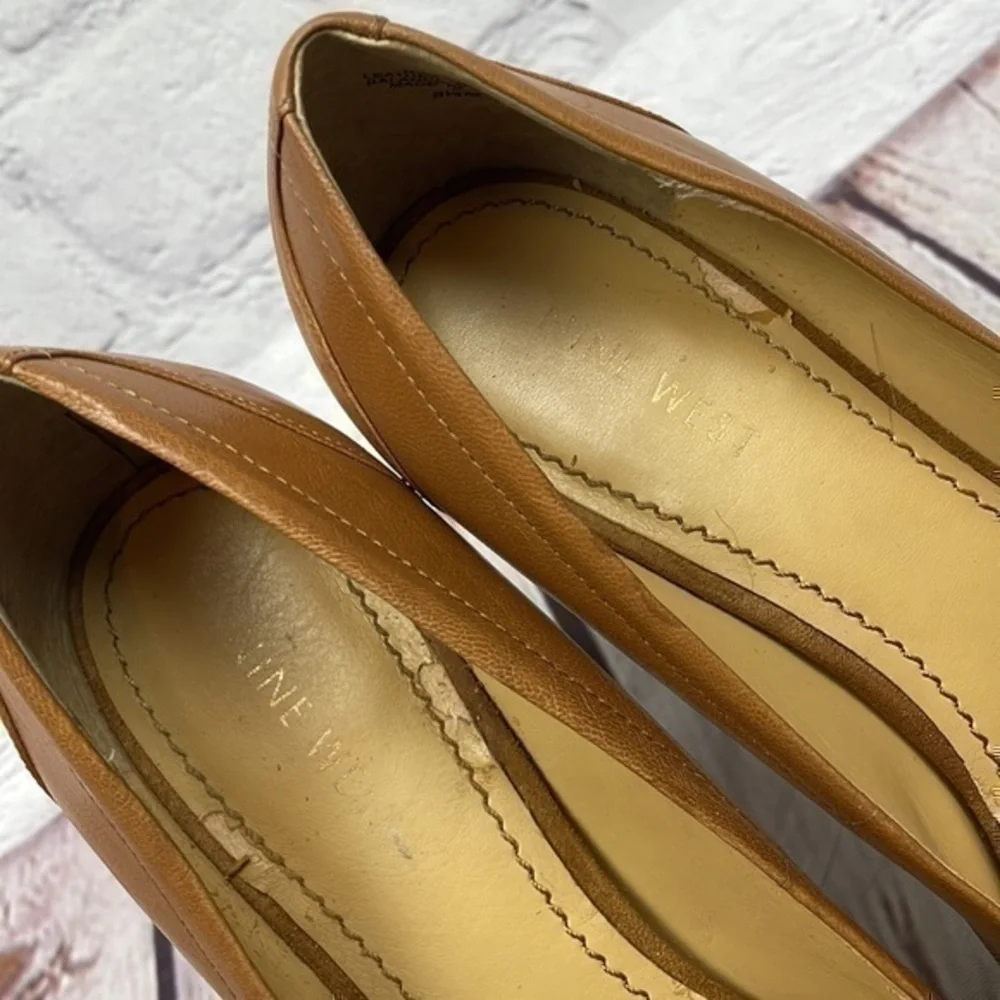 UEC Nine West platform tan loafer leather heels size 8.5